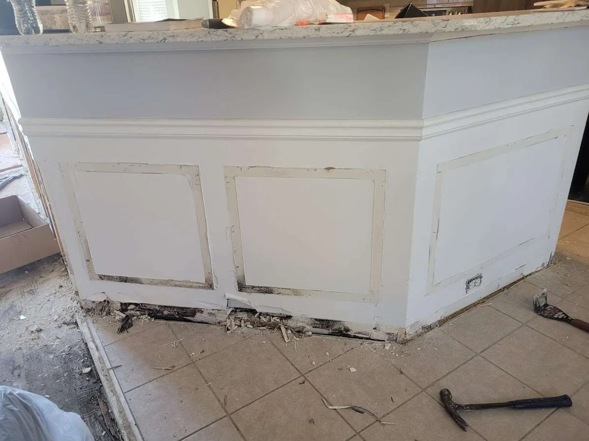Water damage and mold on kitchen during Burst Pipe Cleanup in Scituate